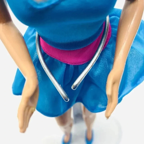 MATTEL BARBIE Doll Blond Hair Blue Eyes Turquoise Dress Earrings Shoes 12" Tall - Picture 3 of 12